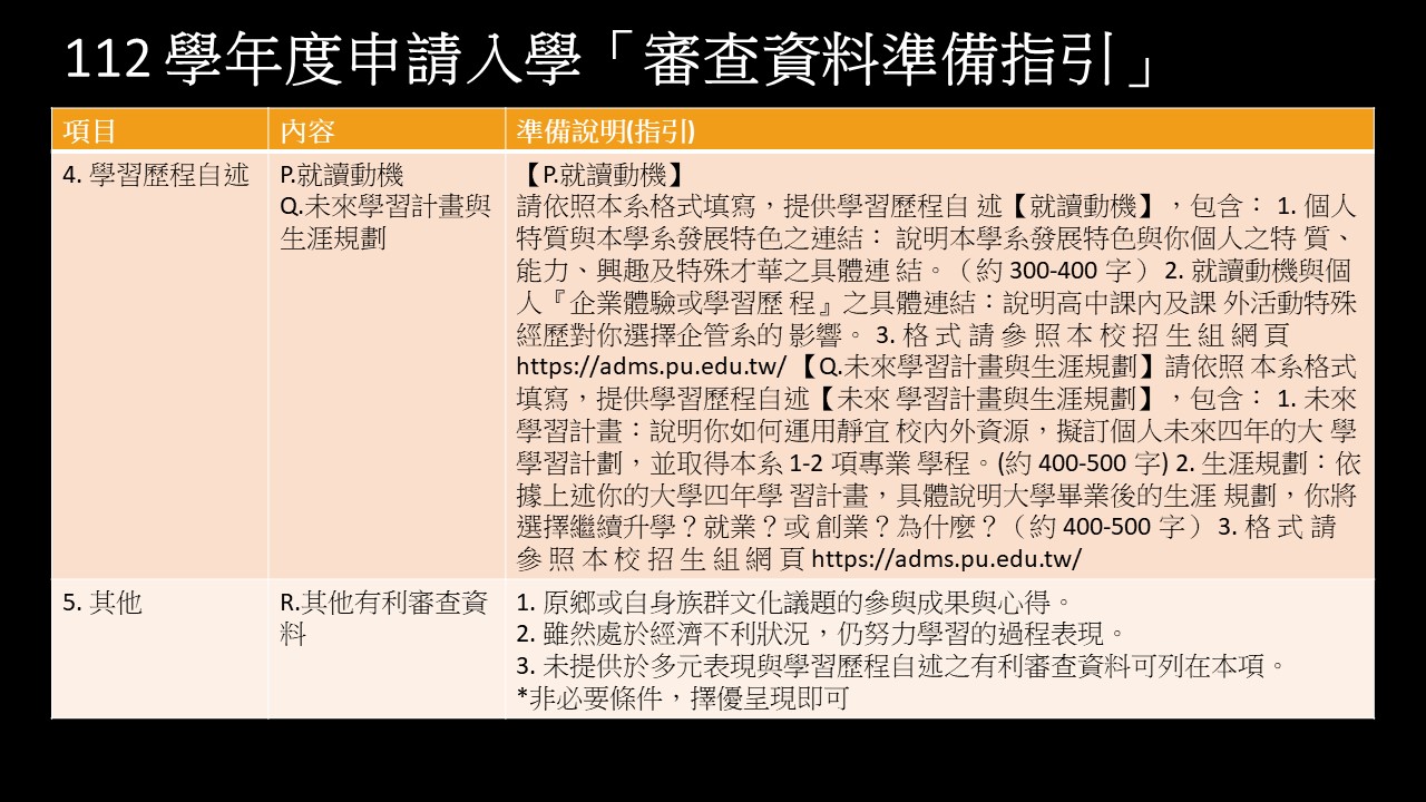 112 學年度申請入學「審查資料準備指引」2